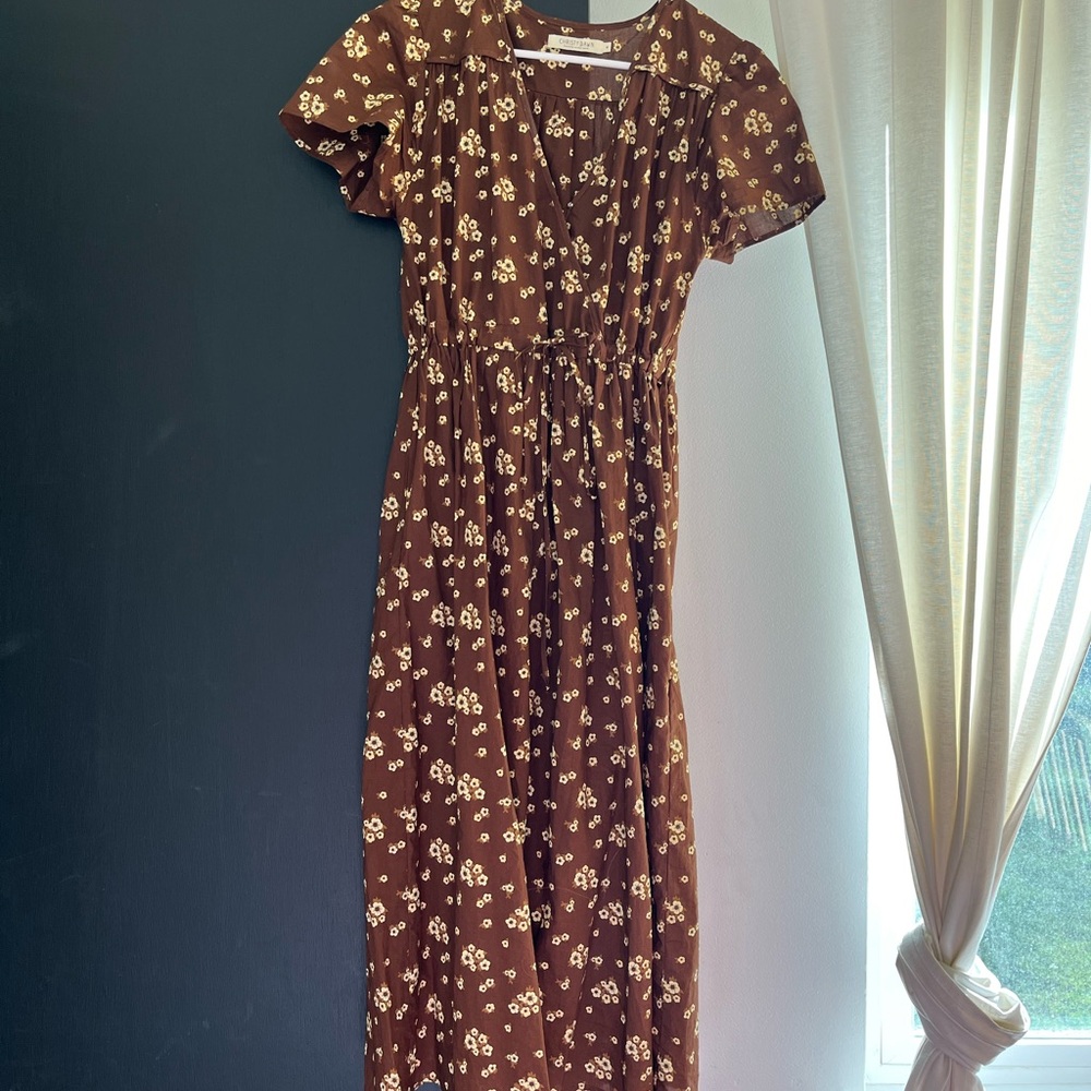 Christy Dawn Brown Floral Midi Dress